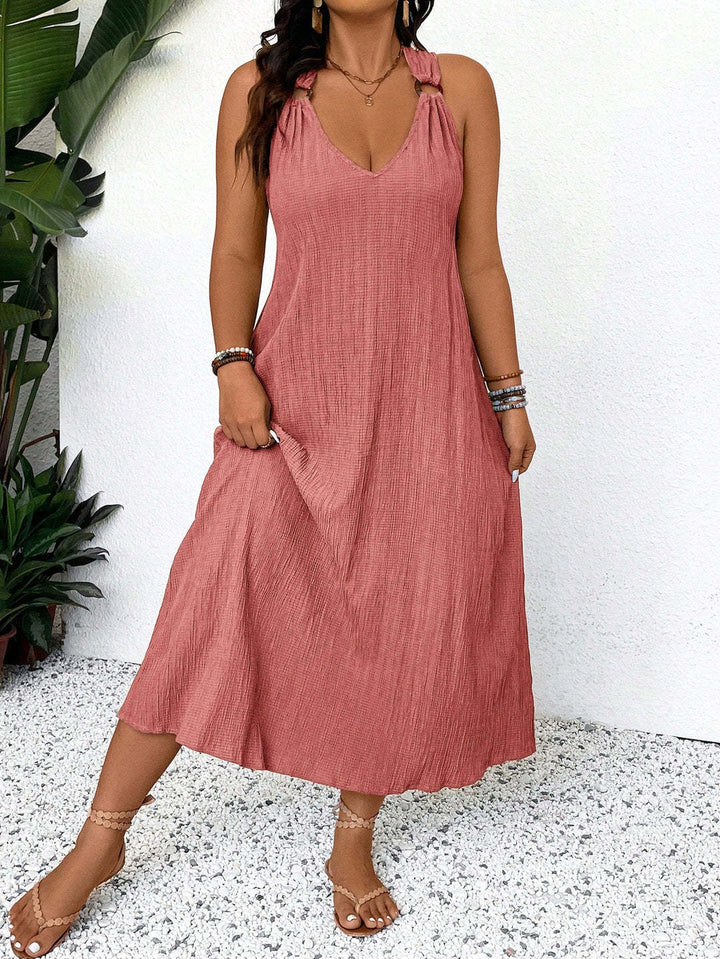 Damen Maxikleid mit schickem V-Ausschnitt und lässigen Trägern Drune