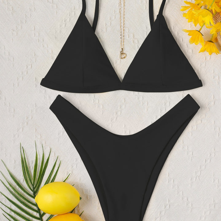 Damen Triangel-Bikini mit hochgeschnittenem Design und feinen Rippstrukturen Drune