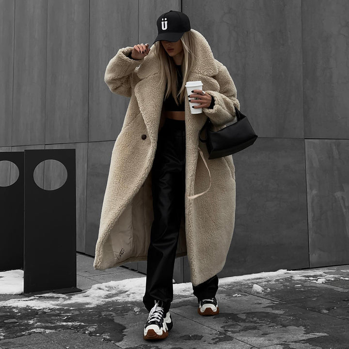 Damen gemütlicher oversized Wintermantel mit weichem Teddyfell Drune