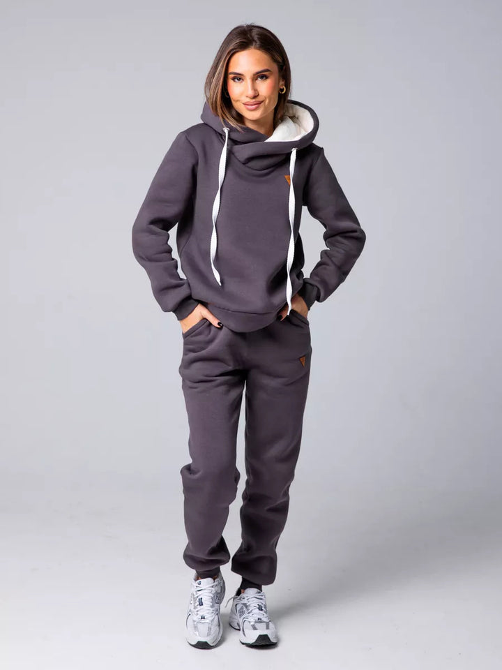 Damen Sportliches Hoodie-Set mit hohem Kragen Drune