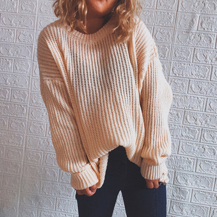 Damen Grobstrickpullover mit oversized Schnitt und lässigen Ärmeln Drune