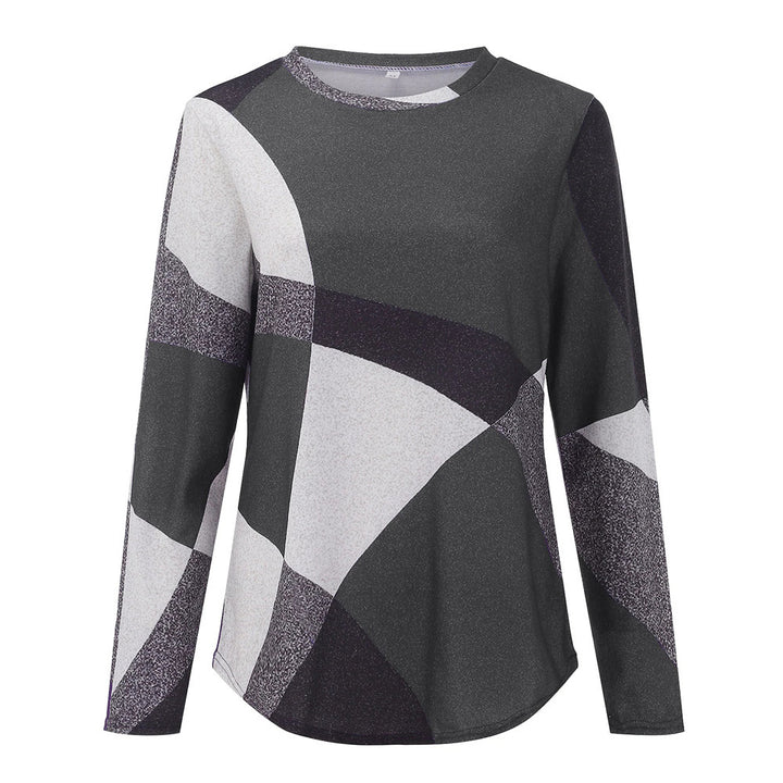 Damen nan Langarmshirt mit grafischem Print, Rundhalsausschnitt und geschwungenem Saum Drune