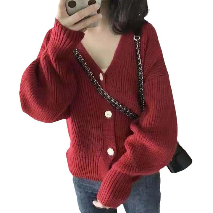 Damen Bequeme Strickjacke mit weiten Ärmeln und dezentem Rippdesign Drune