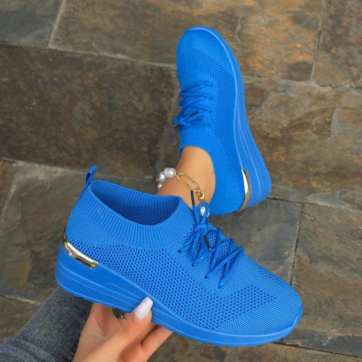 Damen bequeme Sport-Sneaker mit atmungsaktivem Obermaterial und eleganter Plateausohle Drune