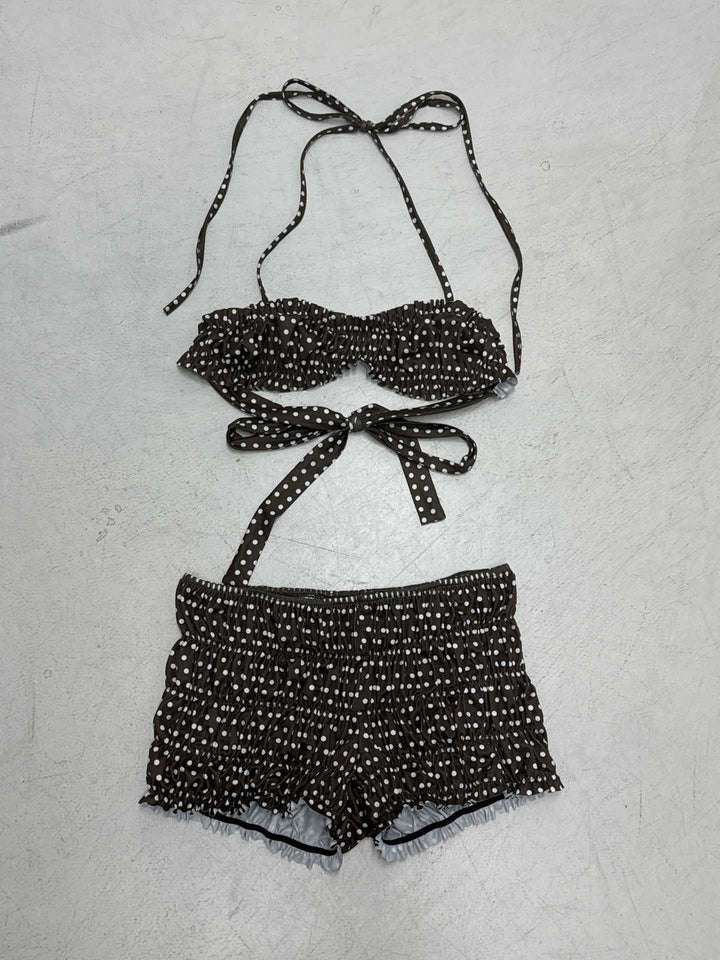 Damen Bikini-Set mit bezauberndem Rüschendetail und modischem Punktemuster Drune