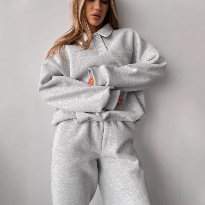 Damen sportliches Lounge-Set mit Polokragen und weitem Schnitt Drune