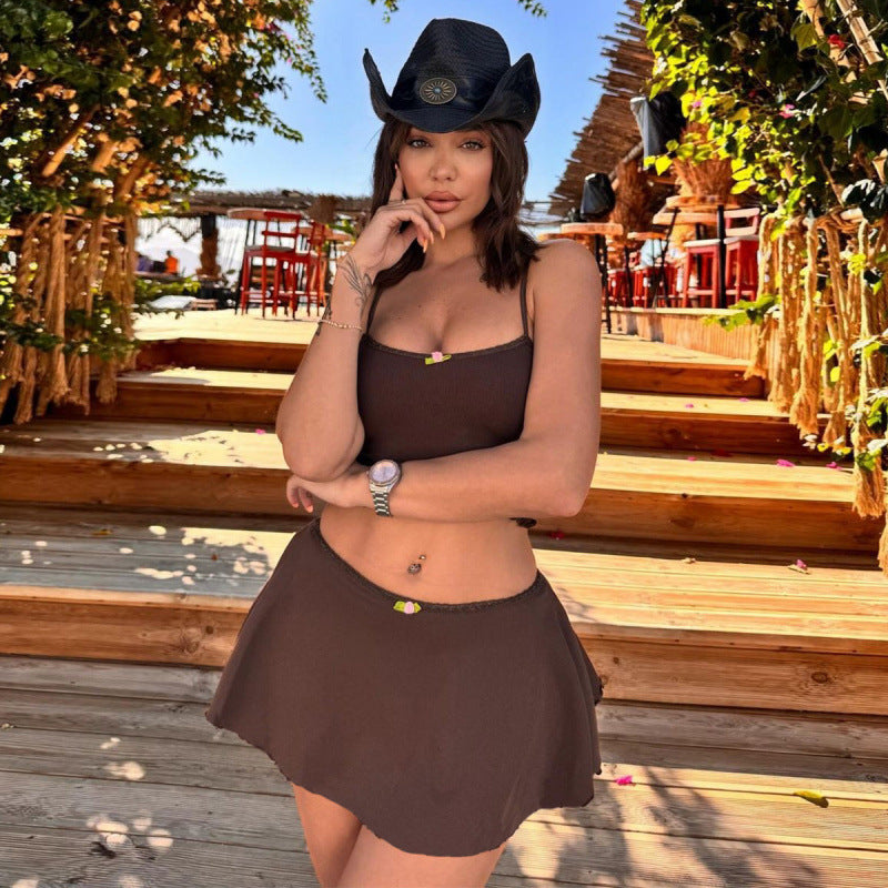 Damen Sommerliches Strandset mit Top und Minirock Drune