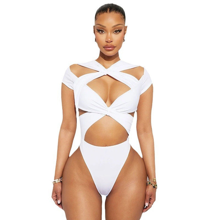 Damen Cut-Out Crop-Top Drune