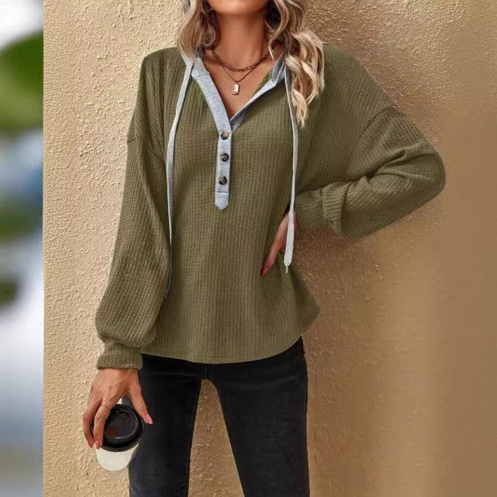 Damen Oversized Pullover mit Knopfleiste Drune