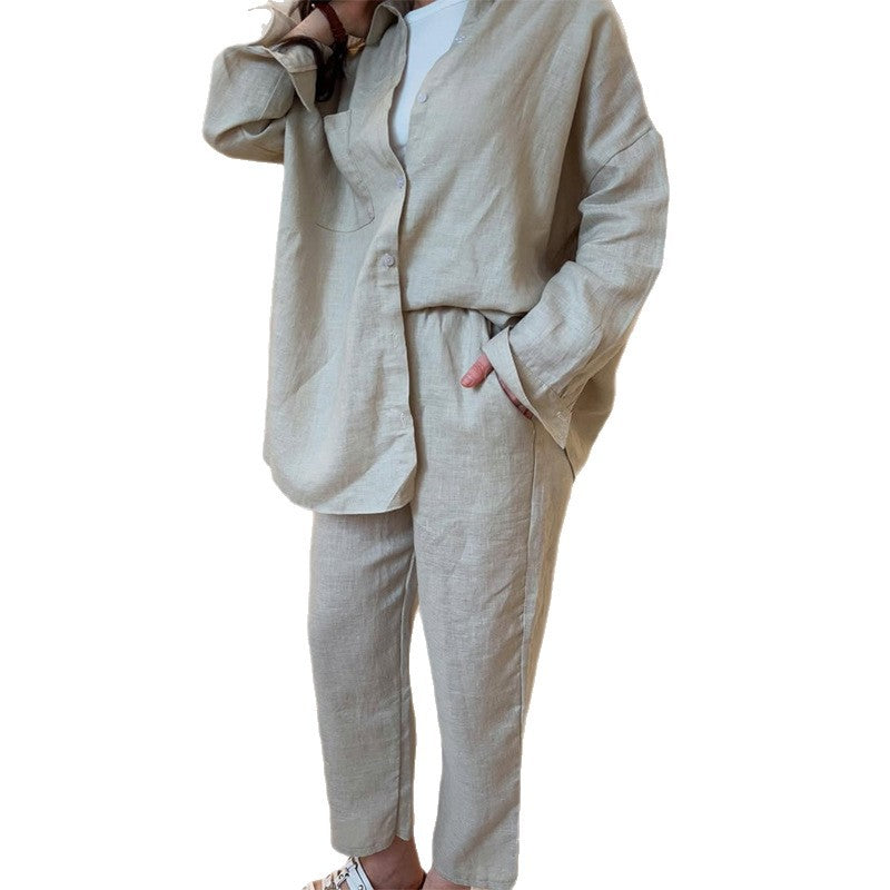 Damen leichte Leinenloungewear mit lockerer Passform Drune