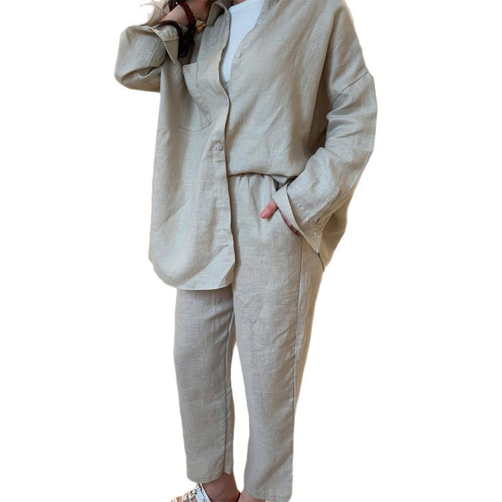 Damen leichte Leinenloungewear mit lockerer Passform Drune