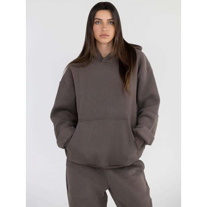 Damen nan extraweicher Oversize-Hoodie mit strukturierter Kängurutasche, überschnittener Schulter und angerauter Innenseite Drune
