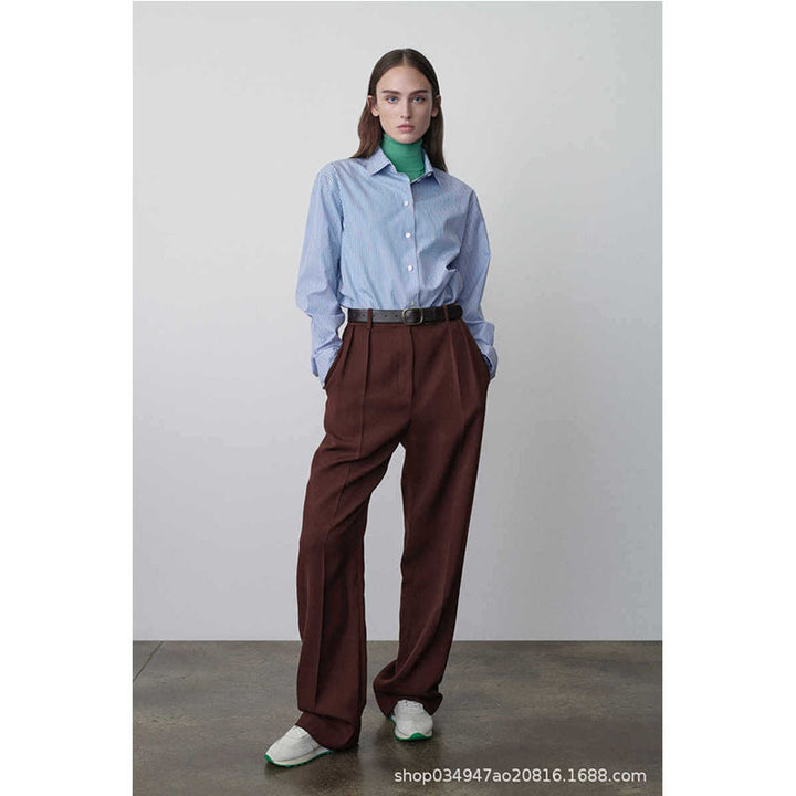 Damen Gestreifte Hemdbluse im modernen Oversize-Schnitt Drune