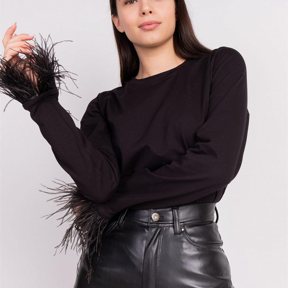 Damen Sweatshirt mit eleganten Federdetails Drune