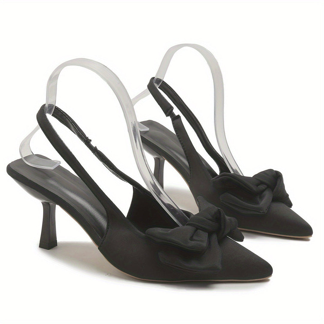 Damen elegante Slingback-Pumps mit dekorativem Schleifen-Detail Drune