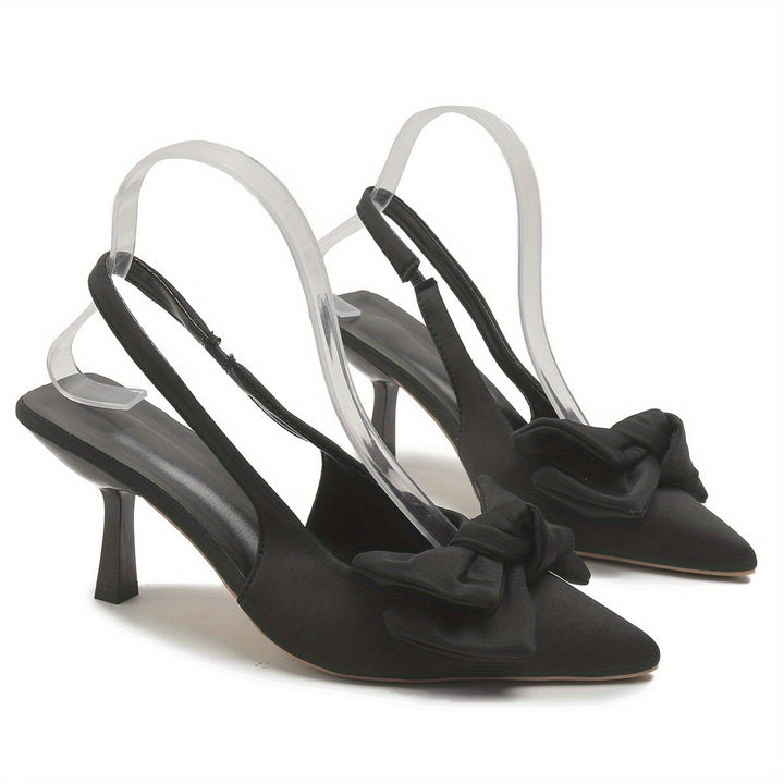 Damen elegante Slingback-Pumps mit dekorativem Schleifen-Detail Drune