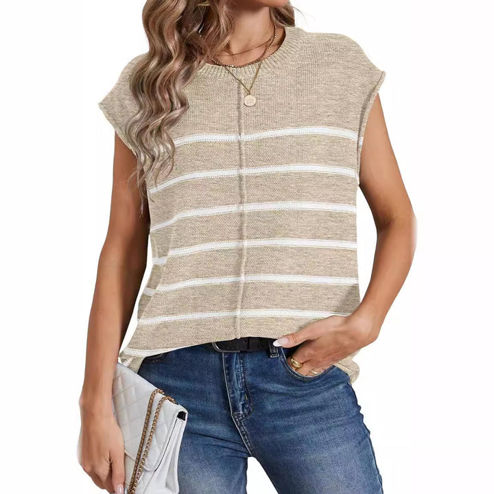 Damen lässiges Stricktop mit modischem Streifenmuster Drune