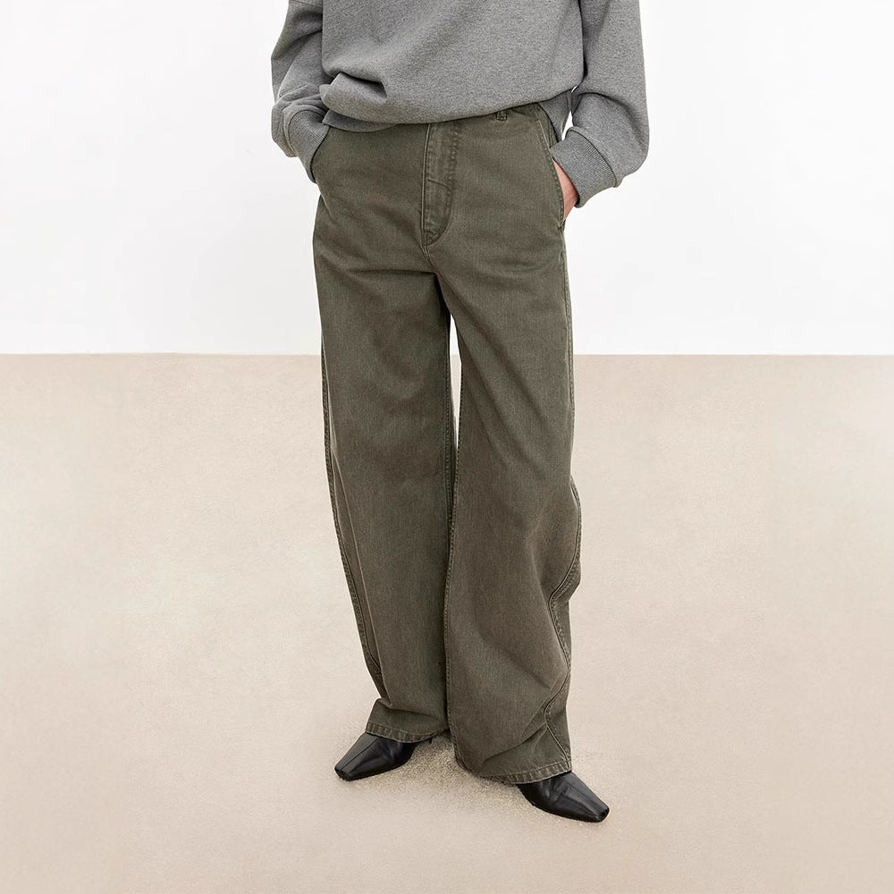 Damen weite Denim-Hose mit hohem Bund und komfortablem Schnitt Drune