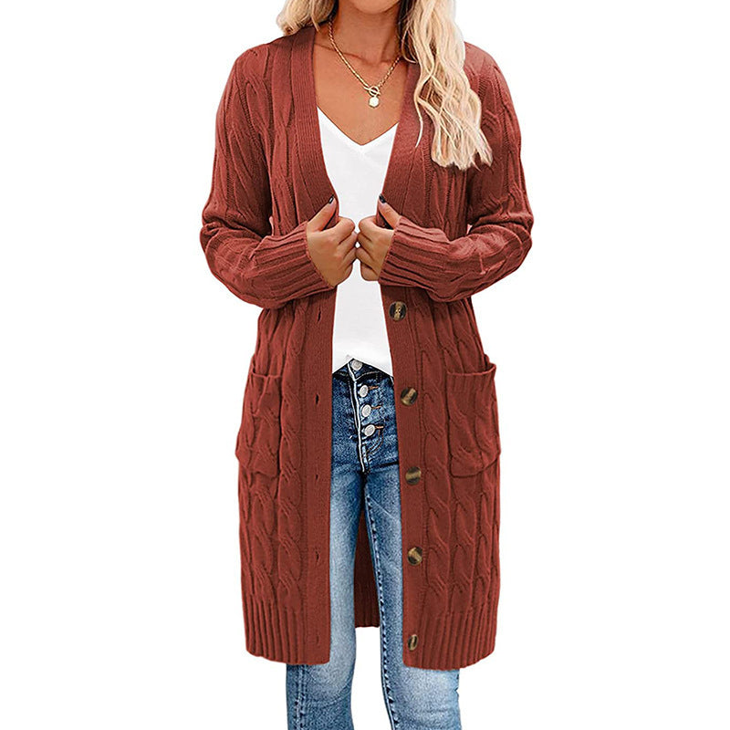 Damen Strickjacke mit Kabelmuster und Taschen Drune