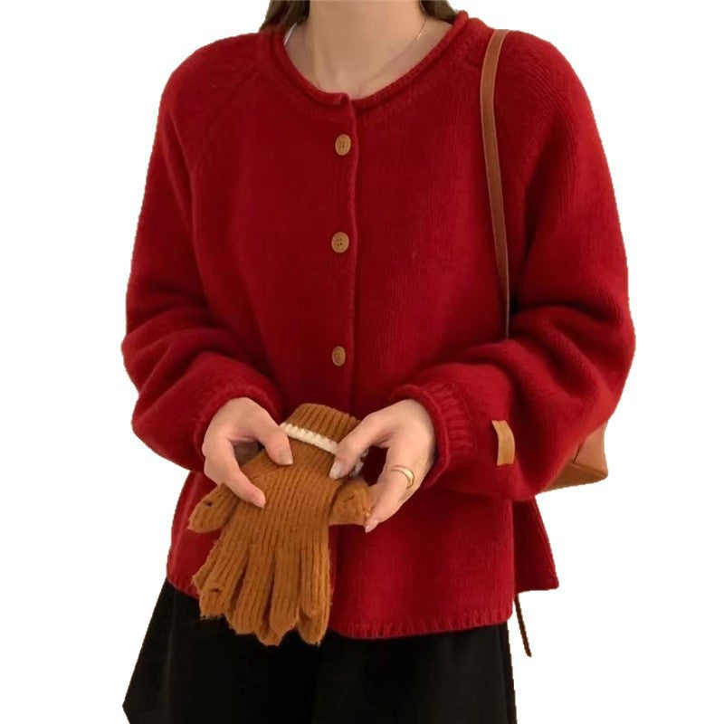 Damen Strickjacke mit asymmetrischem Schnitt und großzügigen Ballonärmeln Drune
