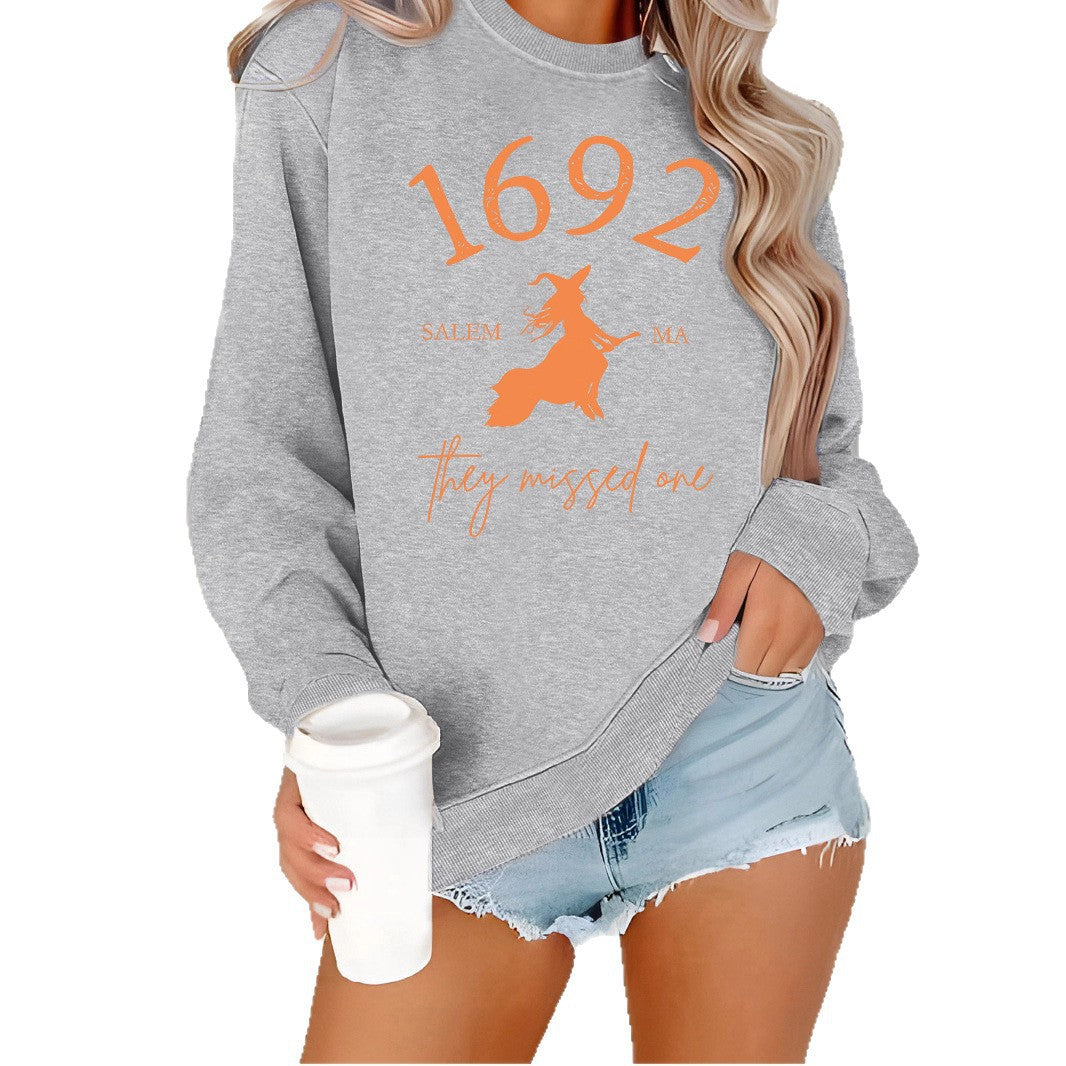 Damen Sweatshirt mit kreativem Witch-Motiv und gemütlichem Schnitt Drune