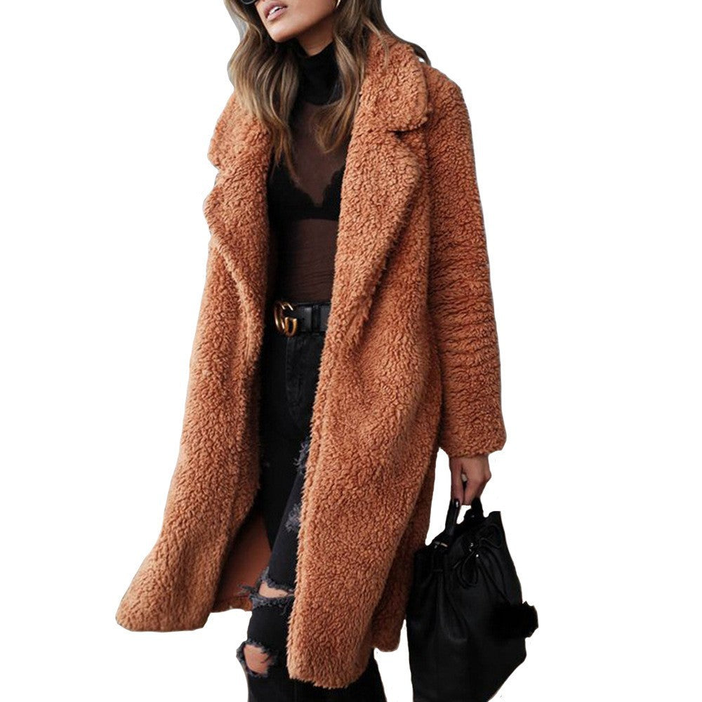 Damen kuscheliger Mantel aus Teddyfell Drune