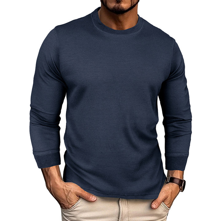 Herren Langarm-T-Shirt mit strukturiertem Design und bequemem Rundhalsausschnitt Drune