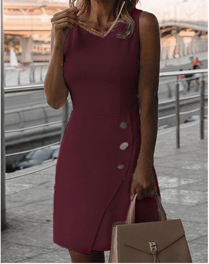 Damen Elegantes Etui-Kleid mit Knopfdetail Drune