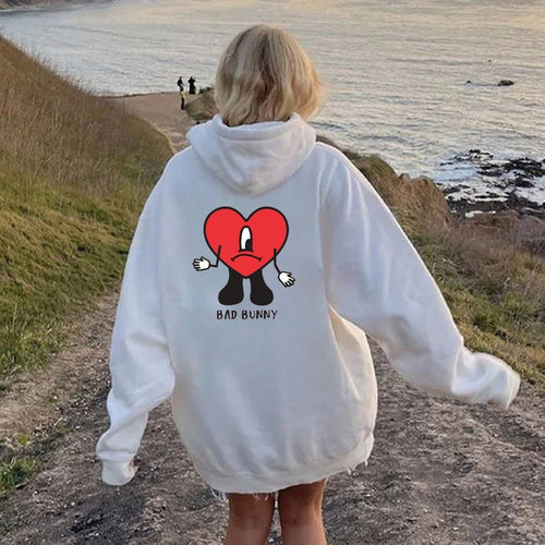 Damen Kapuzenpulli mit kreativem Herzmotiv Drune