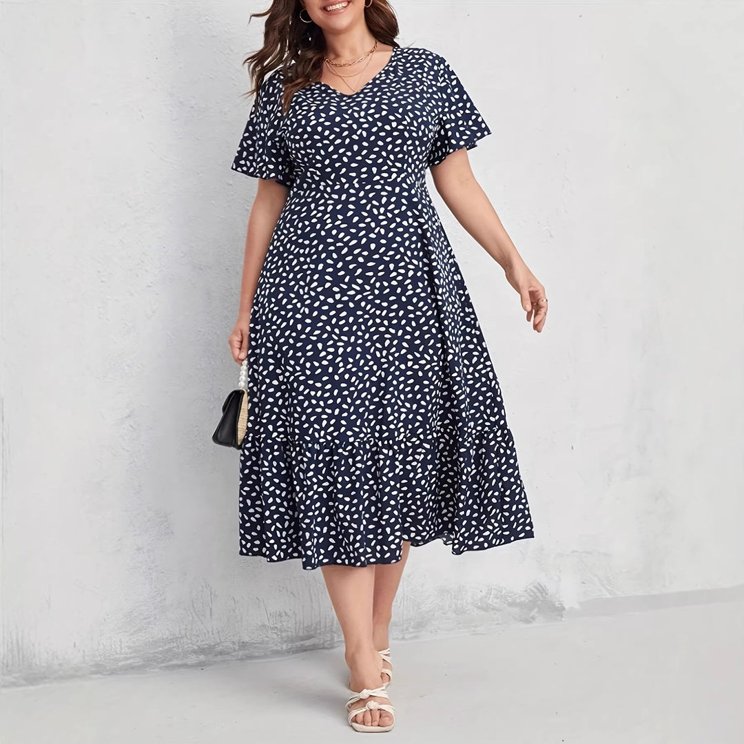 Damen Midi-Kleid mit fließendem Schnitt und verspieltem Muster Drune