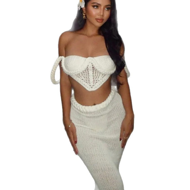 Damen Häkel-Bikini-Set mit verstellbaren Trägern und elastischem Bund Drune