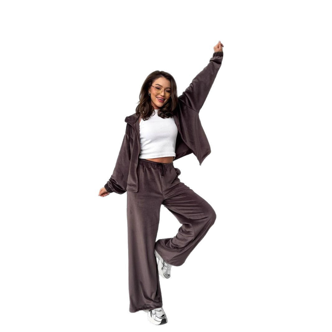 Damen Fleece-Sportanzug mit praktischen Taschen und lässigem Schnitt