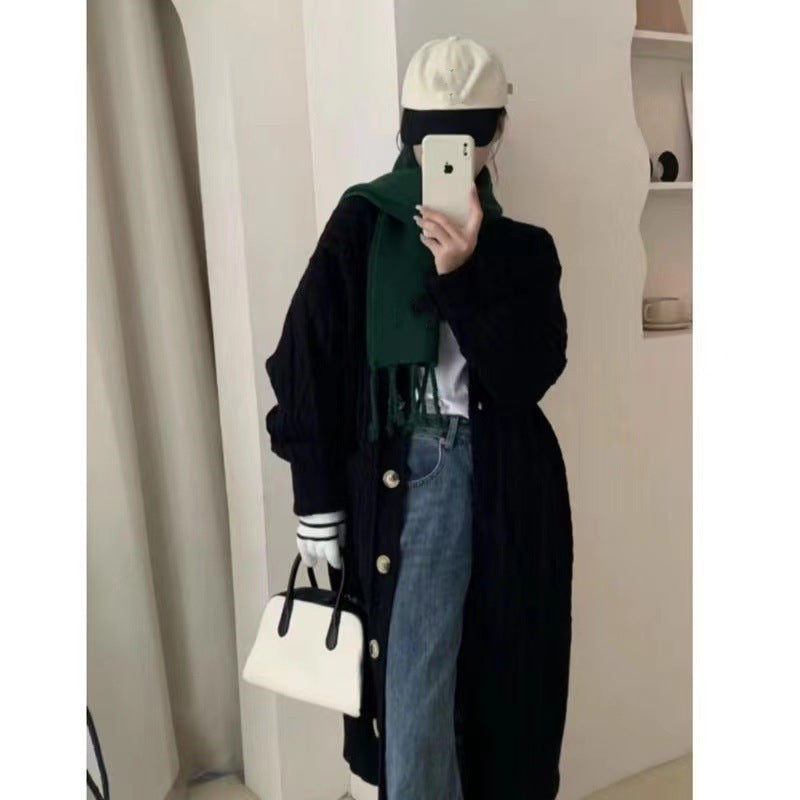 Damen Strickmantel mit Zopfmuster und Taschen Drune