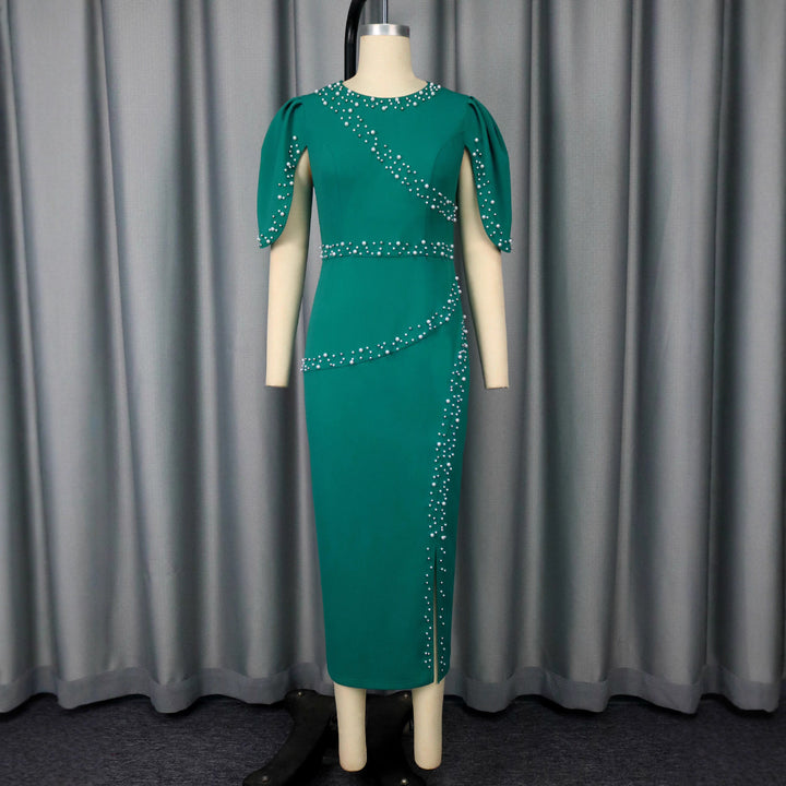 Damen elegantes Abendkleid mit glitzernden Akzenten und seitlichem Schlitz Drune