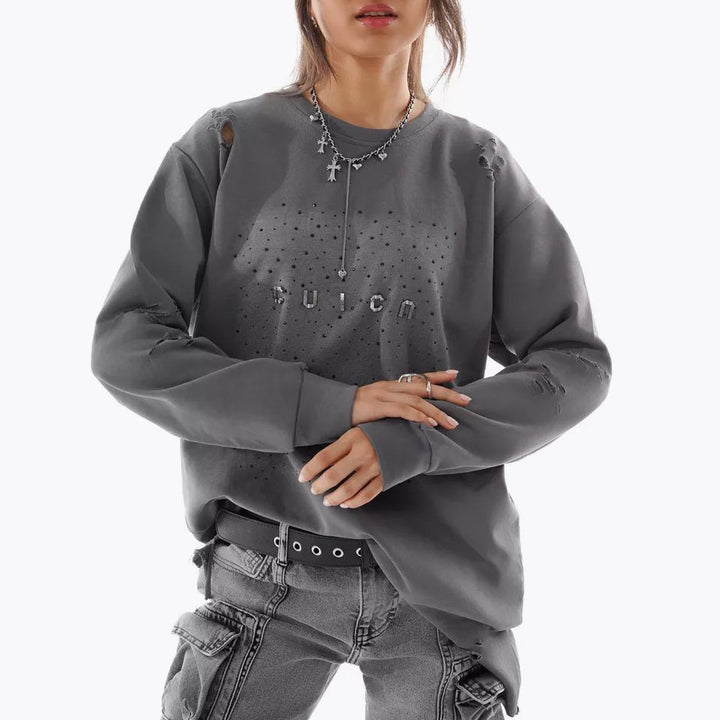 Damen Oversize Sweatshirt mit modischen Designelementen Drune