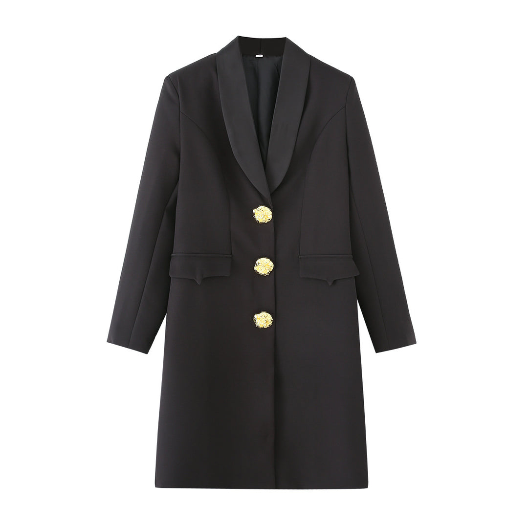 Damen elegante Blazerjacke mit dekorativen Knöpfen Drune