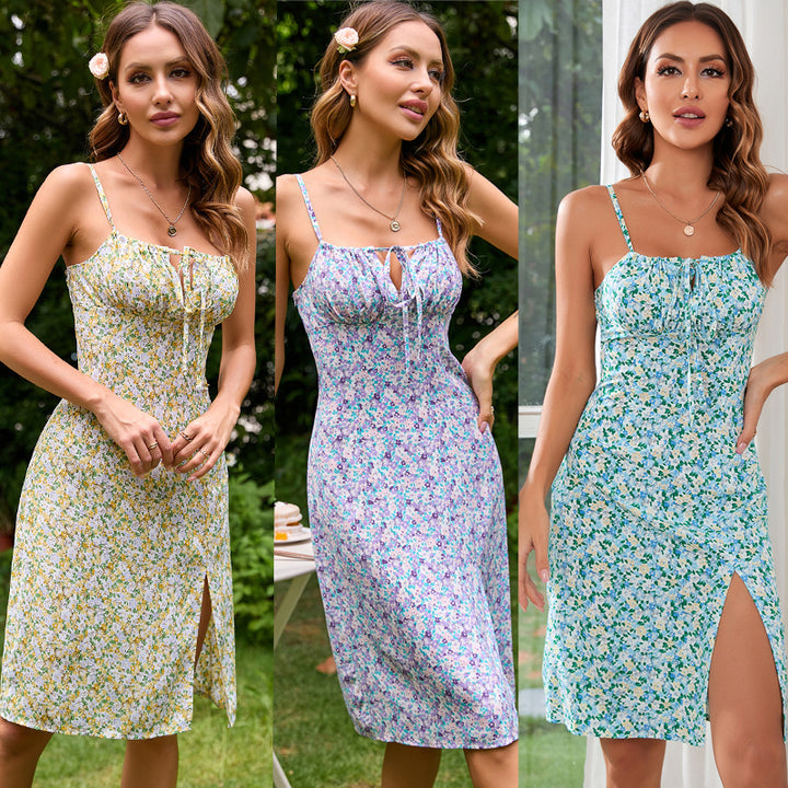 Damen Blumenkleid mit verstellbaren Trägern Drune