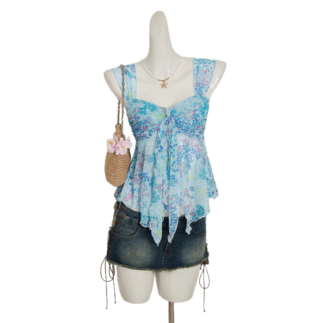 Damen charmante Bluse mit auffälligem V-Ausschnitt und verspieltem Design Drune