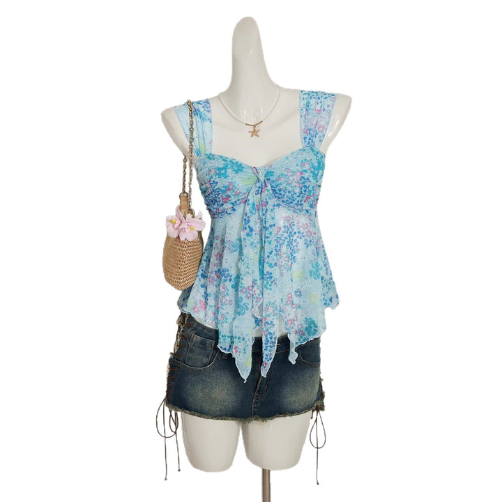 Damen charmante Bluse mit auffälligem V-Ausschnitt und verspieltem Design Drune