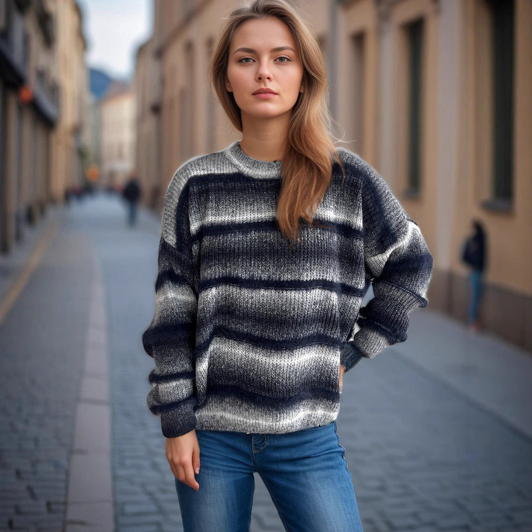 Damen kuscheliger Strickpullover mit Flair Drune