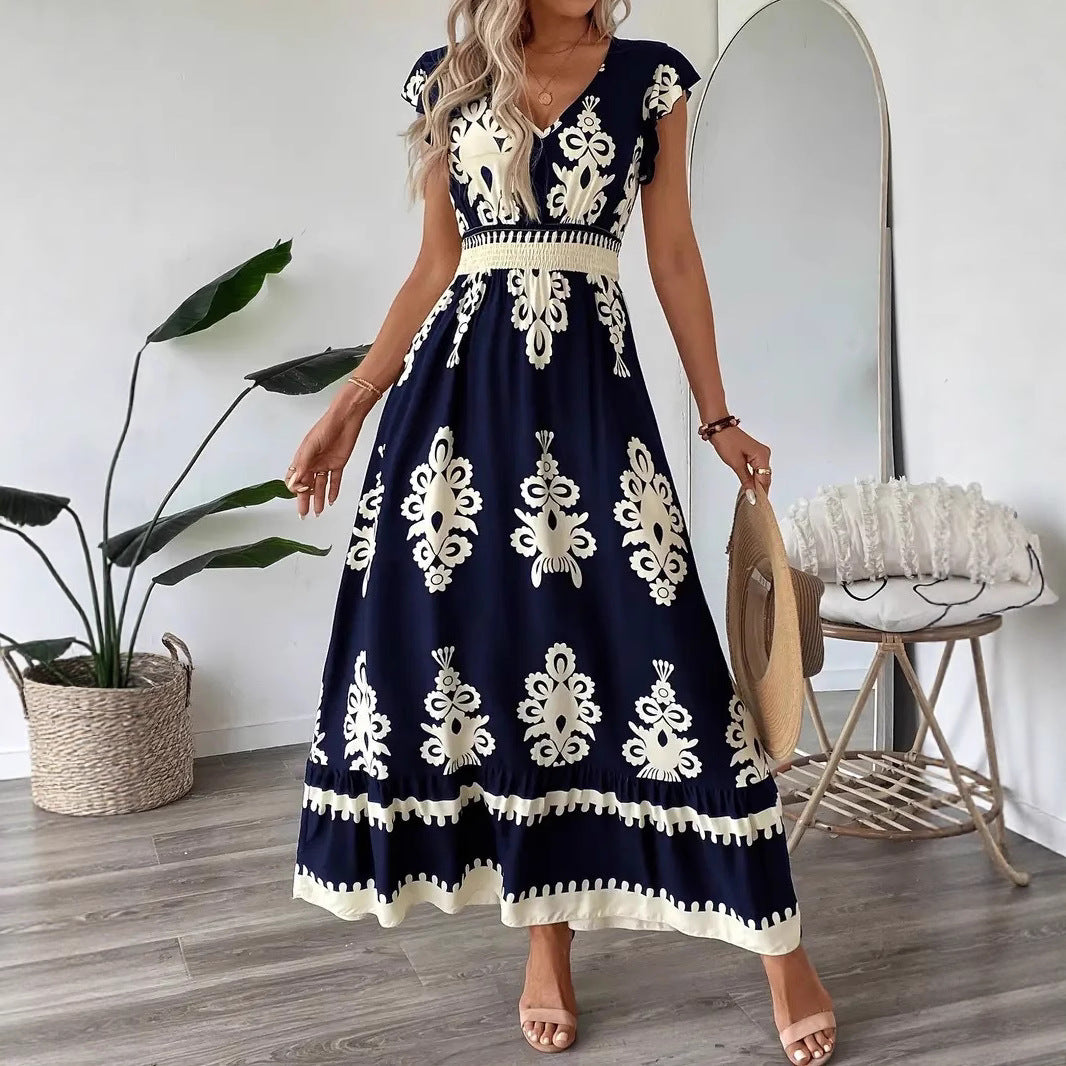 Damen Bohemian Besticktes Maxi Kleid Drune