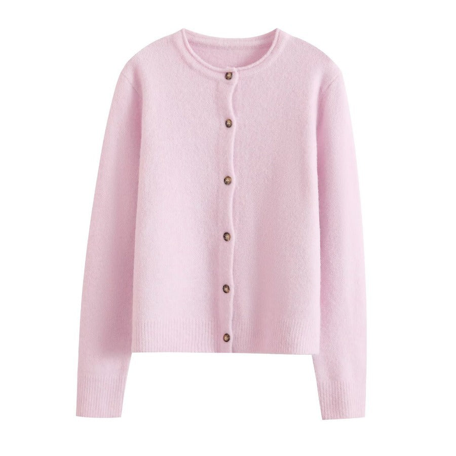 Damen kuschelige Strickjacke mit Knopfdetails Drune