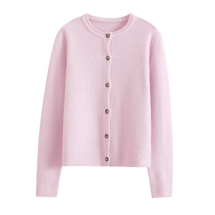 Damen kuschelige Strickjacke mit Knopfdetails Drune