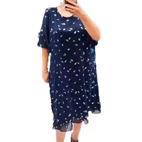 Damen Luftiges Sommerkleid mit floralem Design und chiffonartigem Oberteil Drune