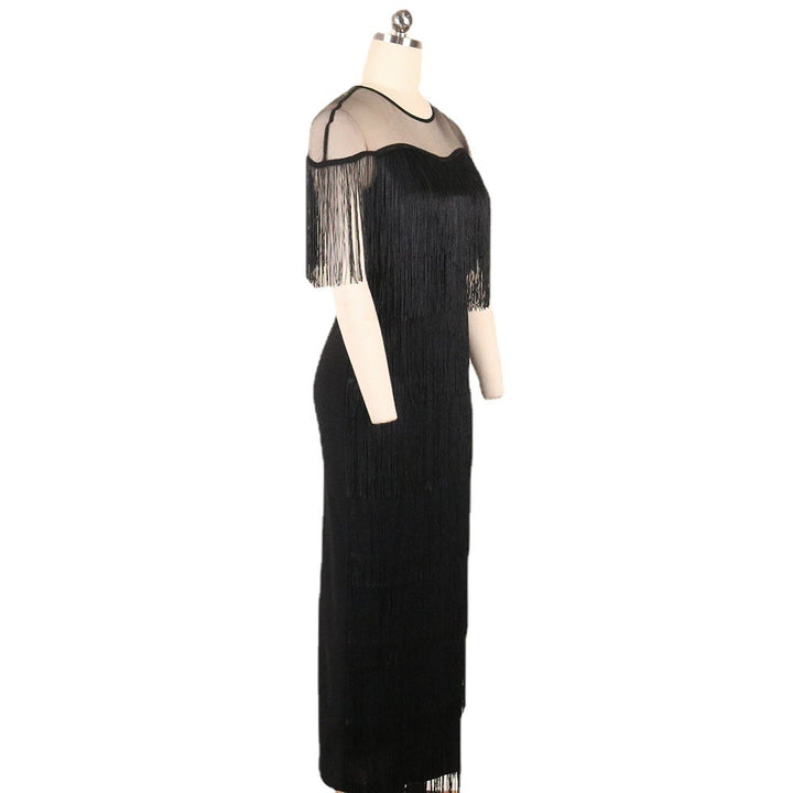 Damen elegantes Fransen Abendkleid Drune