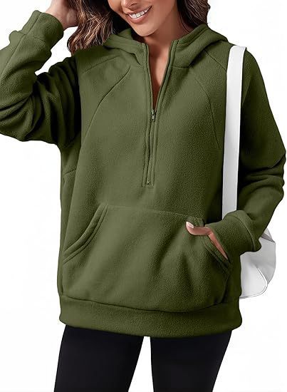 Damen Fleece Kapuzenshirt mit praktischer Kängurutasche Drune