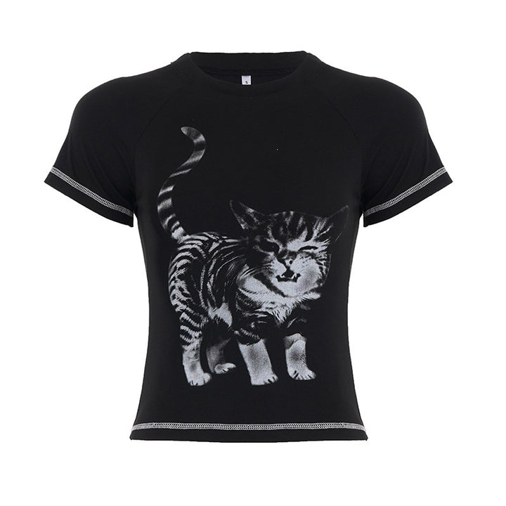 Damen T-Shirt mit kreativem Katzenmotiv Drune