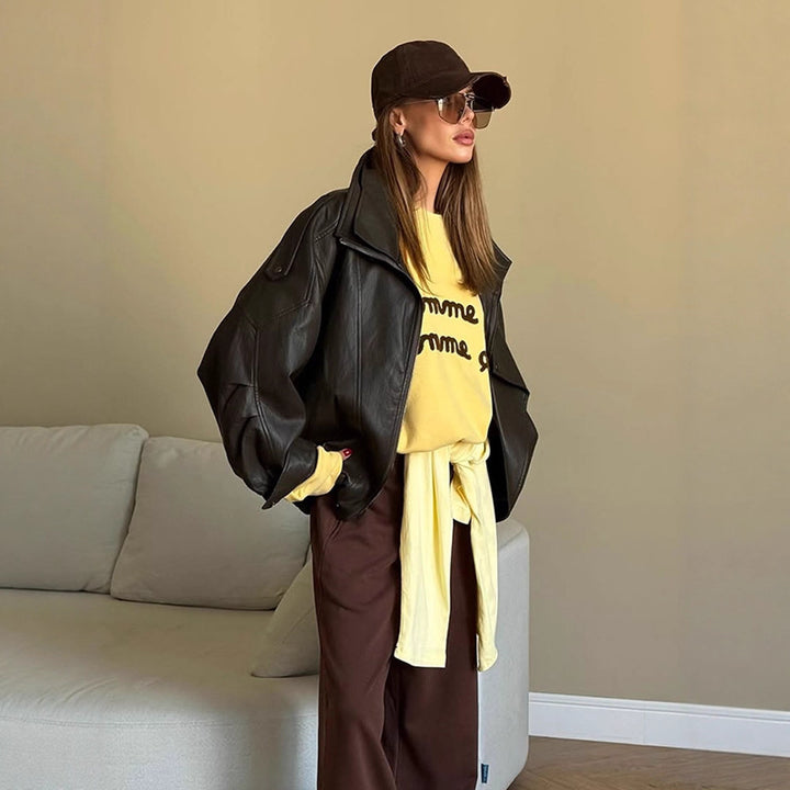 Damen oversized Lederjacke Drune
