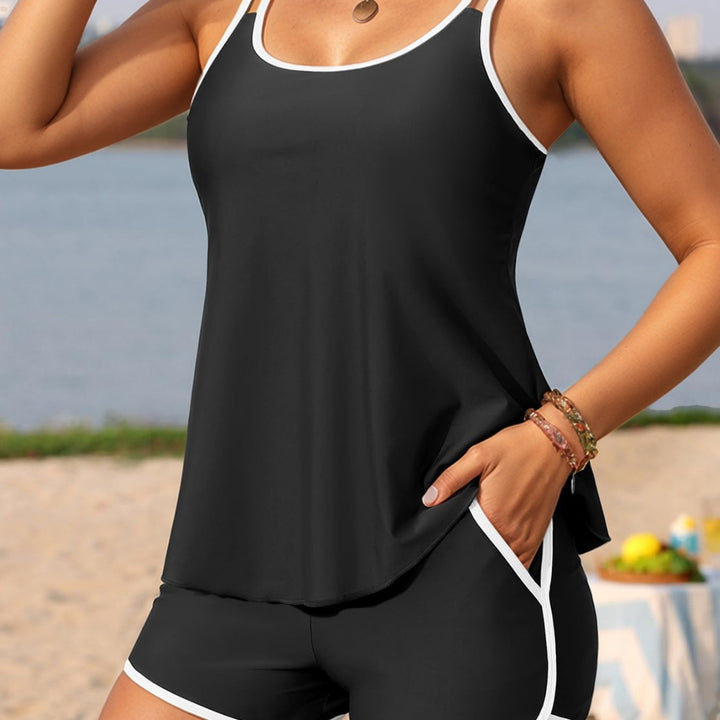 Damen Sport-Badeanzug-Set mit lässigem Oberteil und Shorts Drune