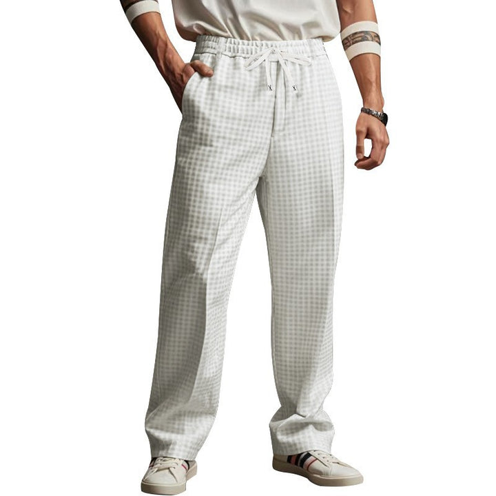 Herren Freizeithose mit elastischem Bund und modernem Karodesign Drune